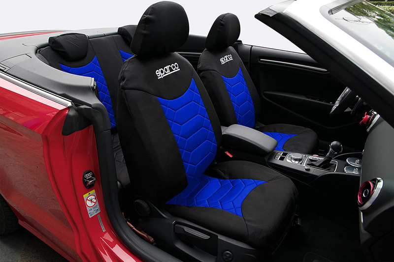 Sparco Universal Seat Cover Set, 11 Pieces, Black/Blue