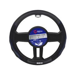 Sparco Steering Wheel Cover Back PVC + Diamond PVC + Blue Stitching