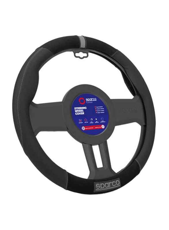 Sparco Steering Wheel Cover, 38 x 8.2cm, Grey/Black