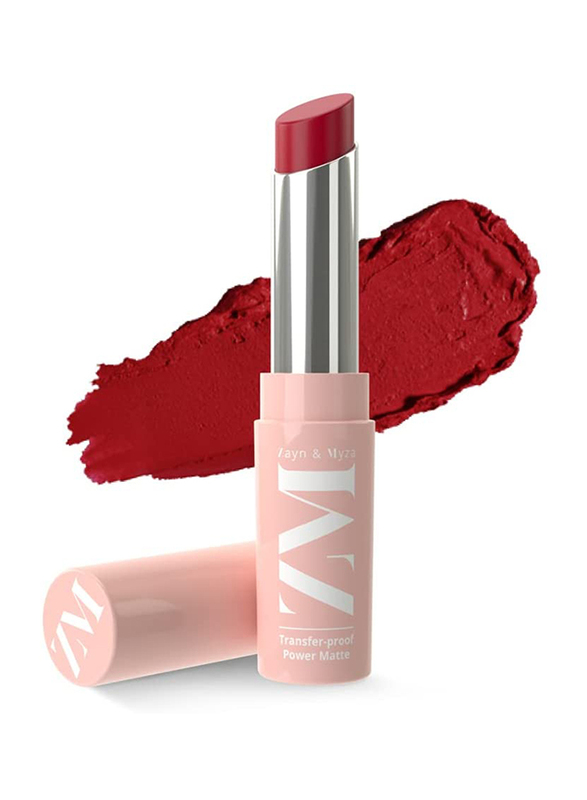 ZM Zayn & Myza Transfer-Proof Power Matte Lipstick, 3.2gm, Selfie Red