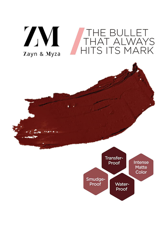 ZM Zayn & Myza Transfer-Proof Power Matte Lipstick, 3.2gm, Burgundy Bliss, Brown