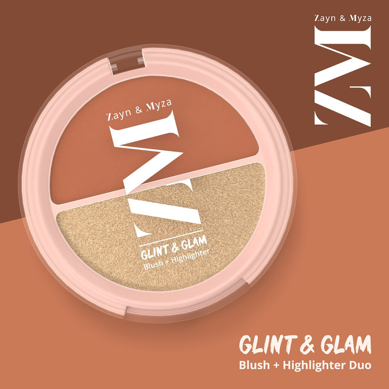 ZM Zayn & Myza Glint & Glam Blush + Highlighter Duo, 8gm, Glow Glam, Multicolour