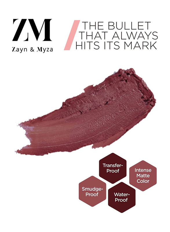 ZM Zayn & Myza Transfer-Proof Power Matte Lipstick, 3.2gm, Marvellous Mauve, Brown