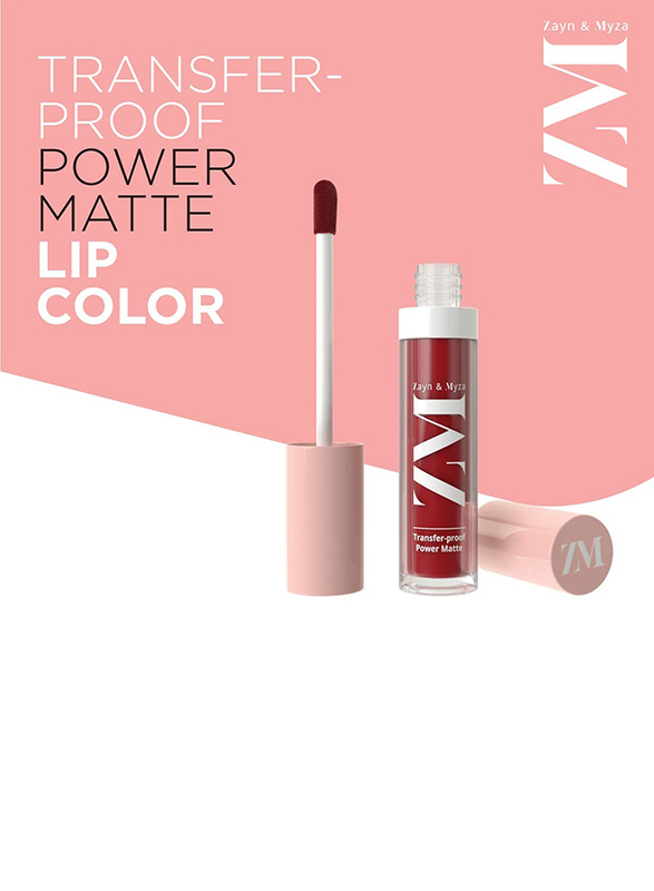 ZM Zayn & Myza Transfer-Proof Power Matte Lip Gloss, 6ml, Power Red