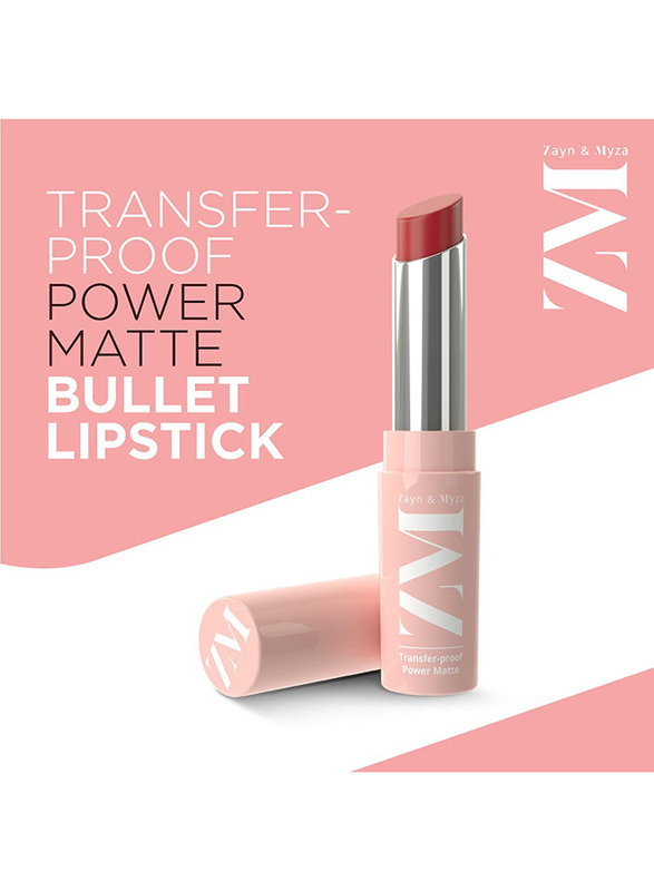 ZM Zayn & Myza Transfer-Proof Power Matte Lipstick, 3.2gm, Blushing Beauty, Pink