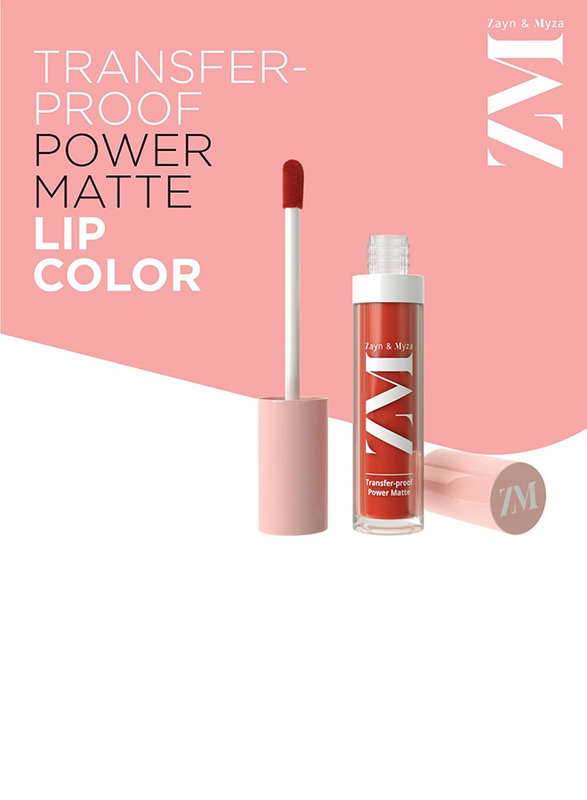 ZM Zayn & Myza Transfer-Proof Power Matte Lip Gloss, 6ml, Candid Coral, Red