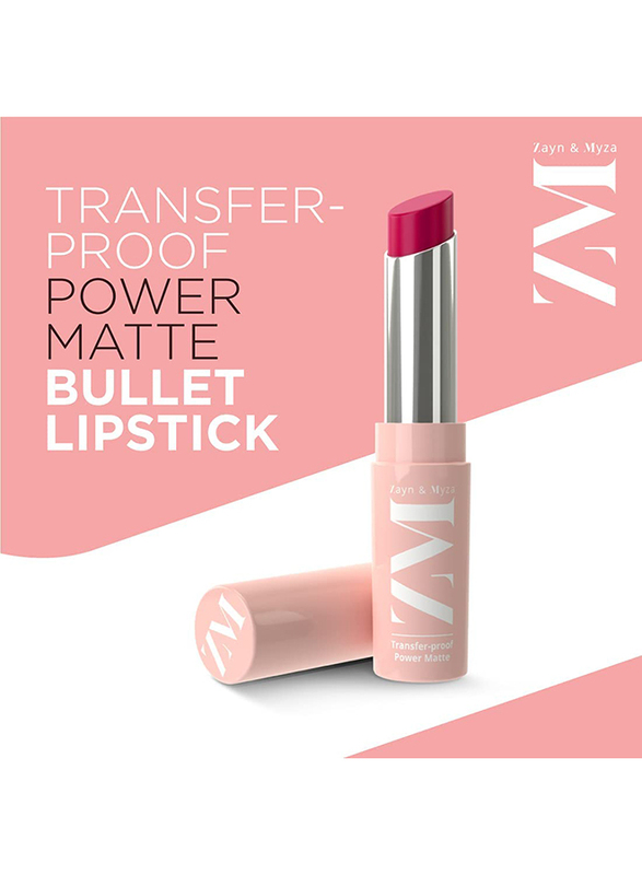 ZM Zayn & Myza Transfer-Proof Power Matte Lipstick, 3.2gm, Fuchsia Hype, Pink