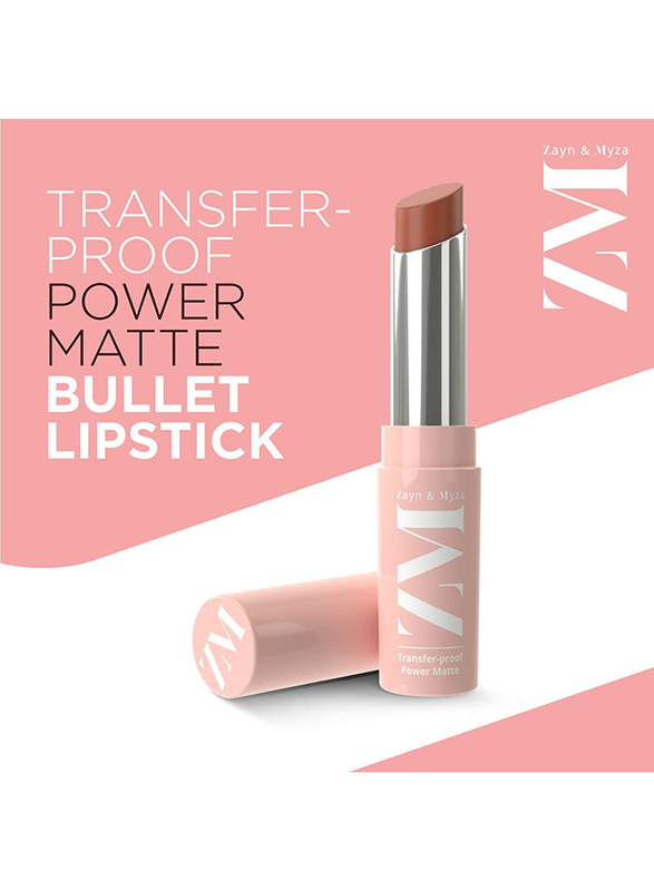 ZM Zayn & Myza Transfer-Proof Power Matte Lipstick, 3.2gm, Bare Beauty, Brown