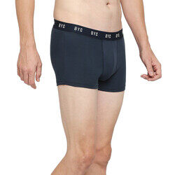 BYC MEN'S COTTON BOXER BRIEF TRUNKS - NAVY BLUE