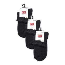 BYC MEN'S ANKLE LENGTH SOCKS - BLACK (PACK OF 3)