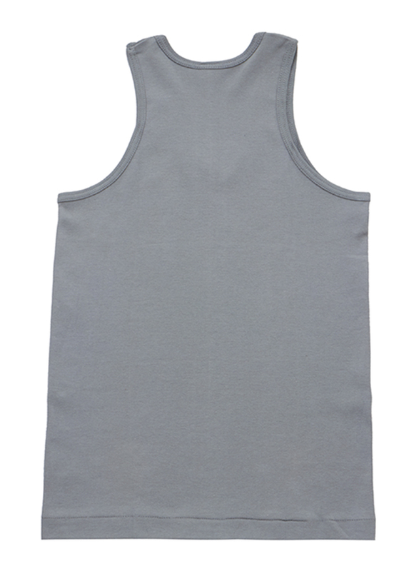 BYC Sleeveless Cotton Round Neck Vest for Boys, Dark Grey, 13-14 Years