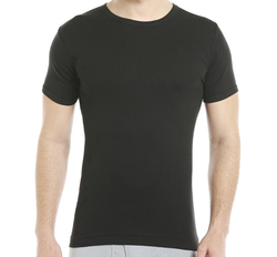 BYC Short Sleeve Cotton Round Neck Undershirt for Boys, Black, 11-12 Years