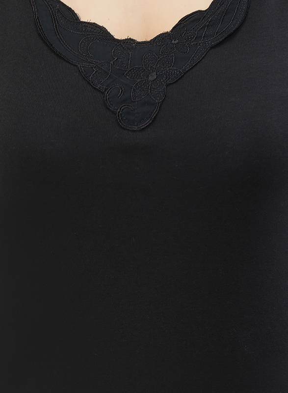 BYC Sleeveless Cotton V-Neck Camisole for Women, Black, Double Extra Large