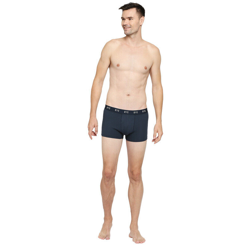 BYC MEN'S COTTON BOXER BRIEF TRUNKS - NAVY BLUE