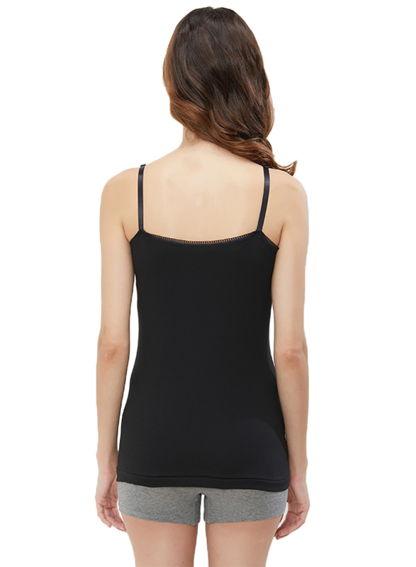 BYC Sleeveless Cotton V-Neck Camisole for Women, Black, Double Extra Large
