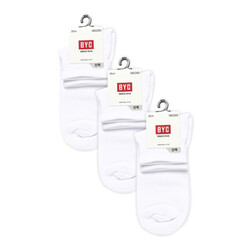 BYC MEN'S ANKLE LENGTH SOCKS - WHITE (PACK OF 3)