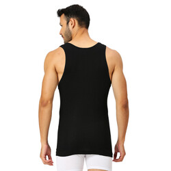 BYC MEN'S LONG LENGTH COTTON VEST - BLACK