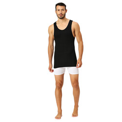 BYC MEN'S LONG LENGTH COTTON VEST - BLACK