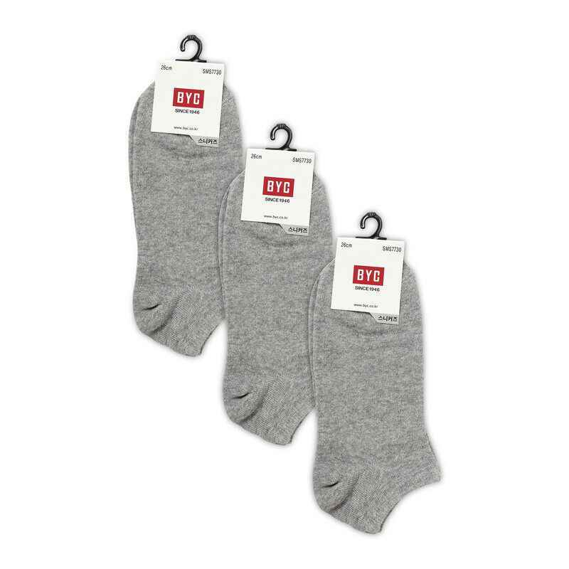

BYC MEN'S SNEAKER SOCKS - GREY (PACK OF 3)