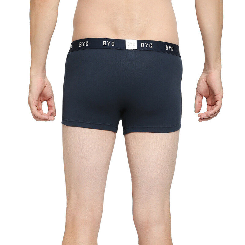 BYC MEN'S COTTON BOXER BRIEF TRUNKS - NAVY BLUE