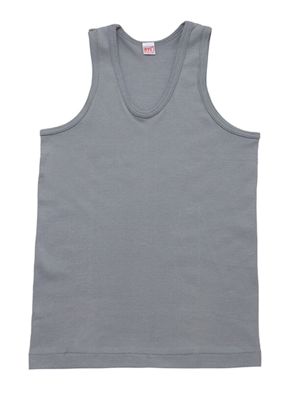 

BYC Sleeveless Cotton Round Neck Vest for Boys, Dark Grey, 7-8 Years