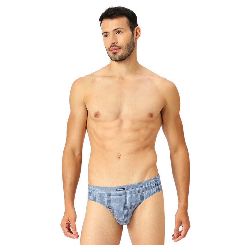 BYC MEN'S PRINTED COTTON BRIEF - BLUE