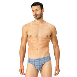 BYC MEN'S PRINTED COTTON BRIEF - BLUE