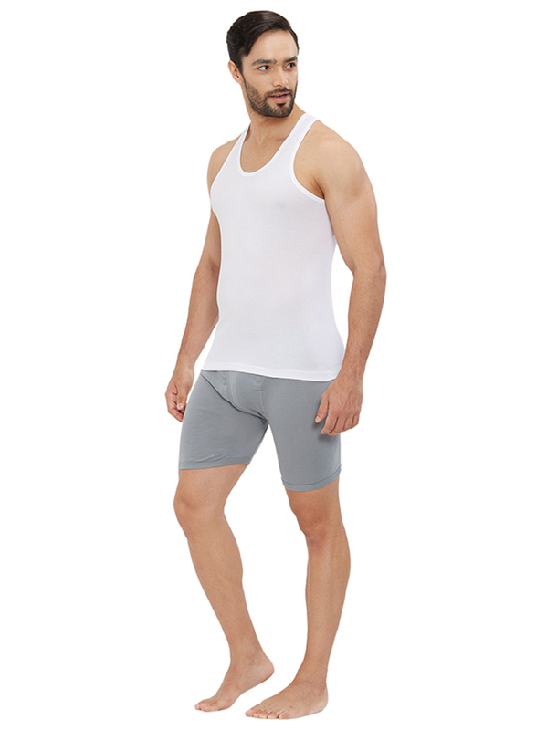 Aerocool Sleeveless Cotton Round Neck Vest for Men, White, Large