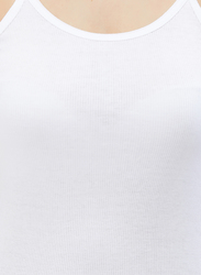 BYC Sleeveless Cotton Scoop Neck Camisole for Women, White, Medium