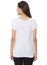 BYC Short Sleeve Cotton V-Neck Undershirt for Women, White, Large