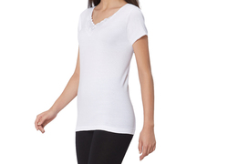 BYC Short Sleeve Cotton V-Neck Undershirt for Girls, White, 13-14 Years
