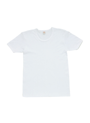 BYC Short Sleeve Cotton Round Neck Undershirt for Boys, White, 11-12 Years