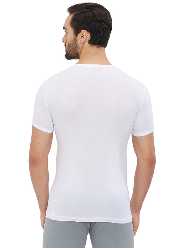 ايروكوول قميص داخلي قطن كم قصير بياقة مستديرة للرجال أبيض XL
