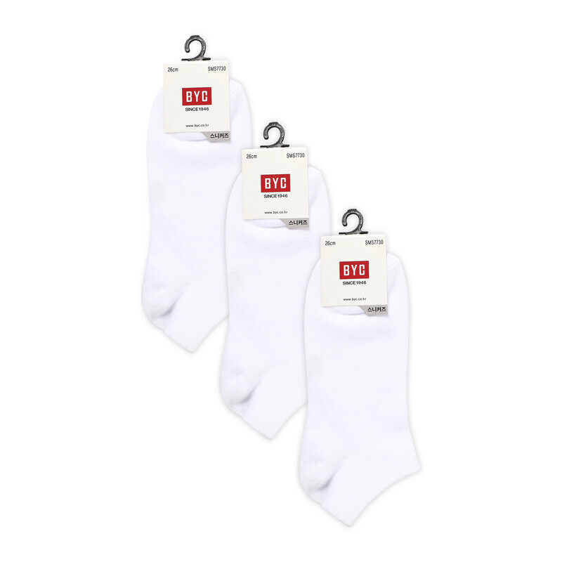 

BYC MEN'S SNEAKER SOCKS - WHITE (PACK OF 3)