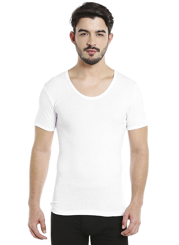 

BYC Short Sleeve Cotton U-Neck Undershirt for Men, White, 5 Extra Large