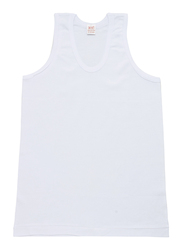 BYC Sleeveless Cotton Round Neck Vest for Boys, White, 13-14 Years