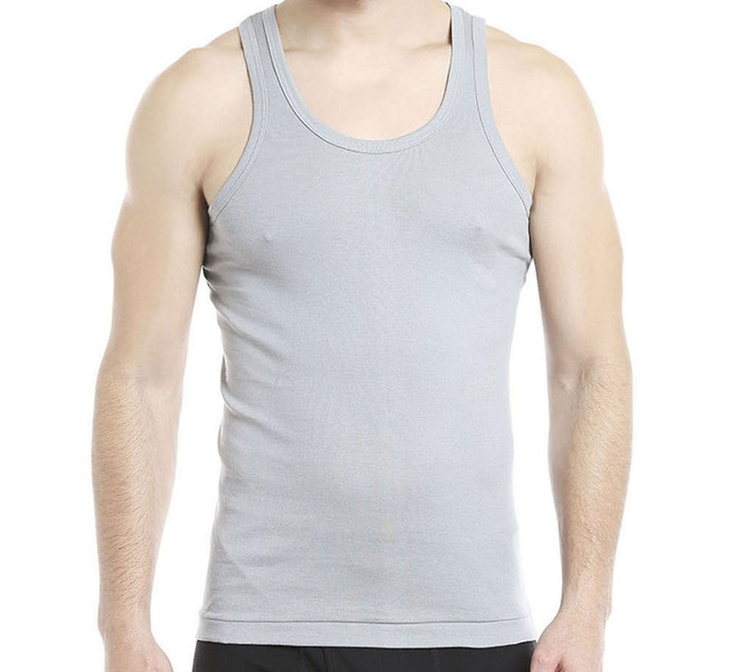 BYC Sleeveless Cotton Round Neck Vest for Boys, Light Grey, 13-14 Years