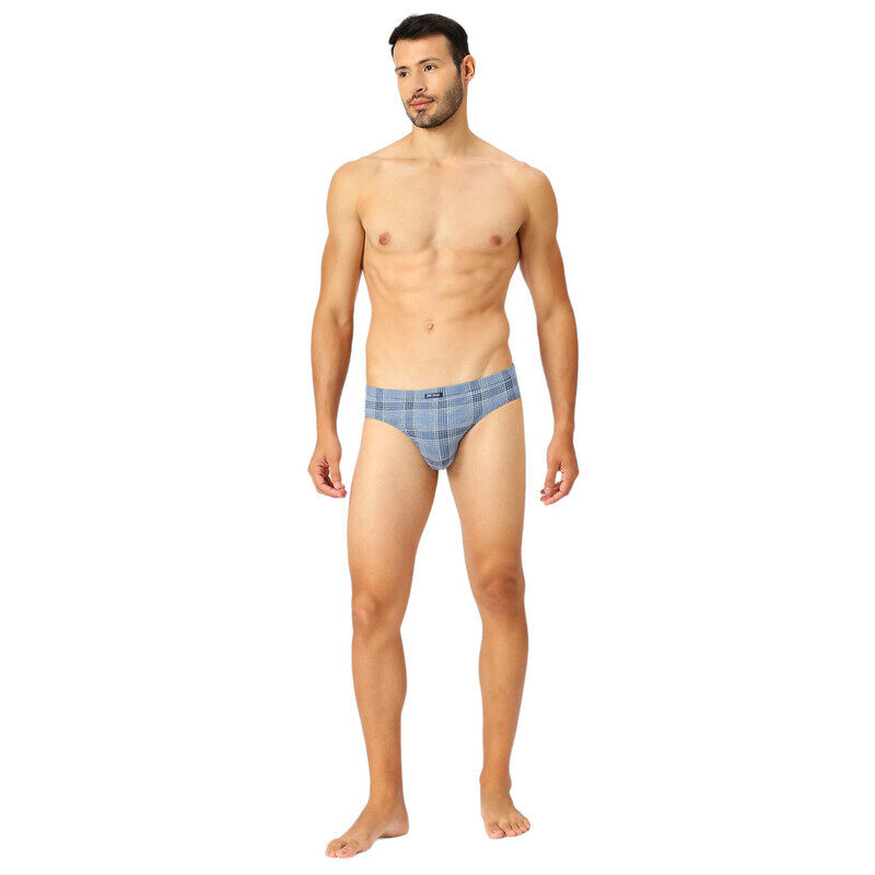 BYC MEN'S PRINTED COTTON BRIEF - BLUE