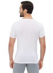 Aerocool Short Sleeve Cotton U-Neck Undershirt for Men, White, Double Extra Large