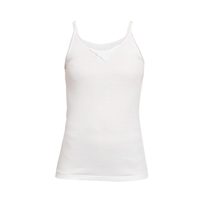 BYC GIRLS ADJUSTABLE STRAP COTTON CAMISOLE - WHITE