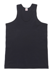 BYC Sleeveless Cotton Round Neck Vest for Boys, Black, 13-14 Years