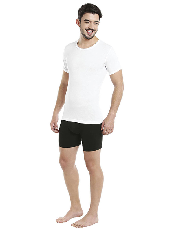 BYC Short Sleeve Cotton Round Neck Undershirt for Men, White, Small