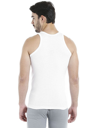 BYC Sleeveless Cotton Round Neck Vest for Men, White, 4 Extra Large
