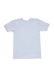 BYC Short Sleeve Cotton Round Neck Undershirt for Boys, Light Grey, 11-12 Years