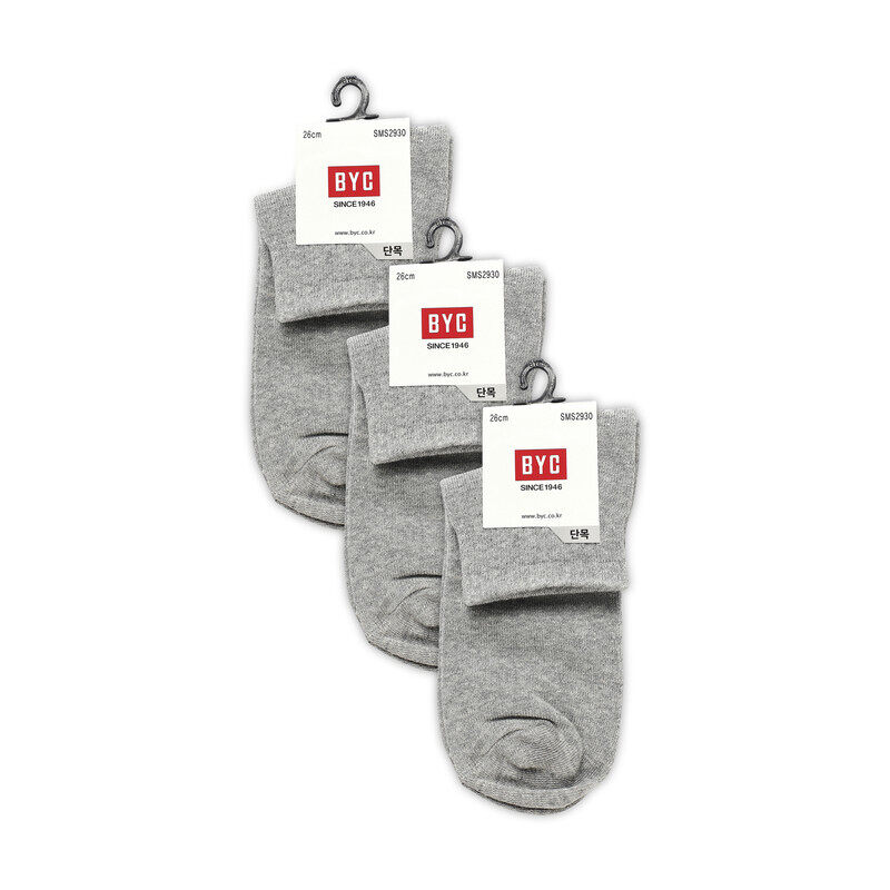 BYC MEN'S ANKLE LENGTH SOCKS - GREY (PACK OF 3)