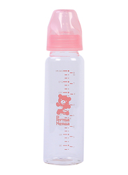 Permanenza Standard Neck Glass Feeding Bottle, 240ml, Pink