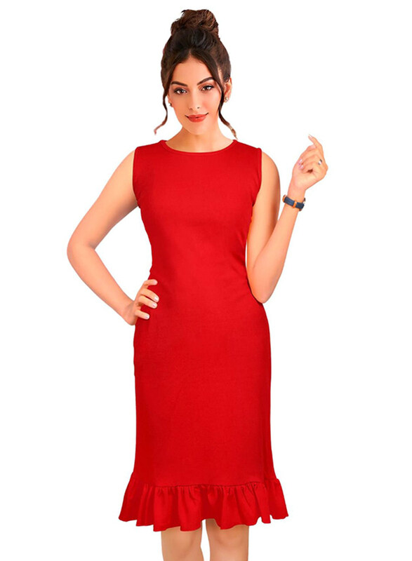 

Unbranded Western Style Knee Length Sleeveless Dress, Extra Large, Red