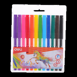 Deli 12-Piece ColoRun Felt Pen Set, C100 03, Multicolor