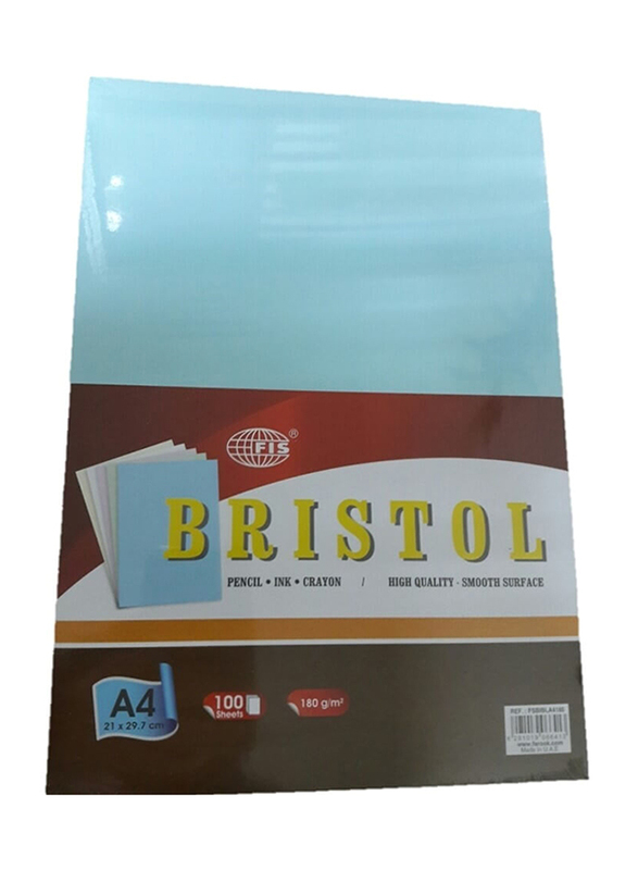 Bristol Card Paper, 100 Sheets, 180 GSM, A4 Size, Blue