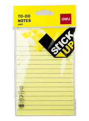 Deli A007 Lined Sticky Notes, 15.2 x 10.1cm, Yellow